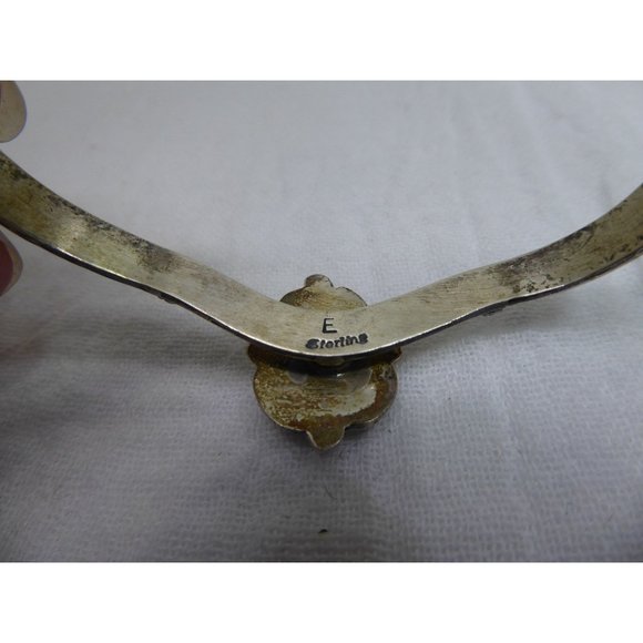 Native American Bracelet Sterling Silver Cuff Turquoise Stone Signed E - Picture 13 of 16